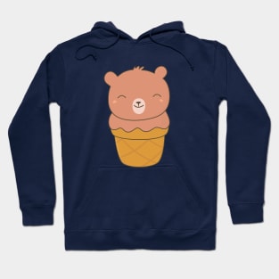 Kawaii Brown Bear Ice Cream Cone T-Shirt Hoodie